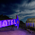 Motel Sign with Church - Blue